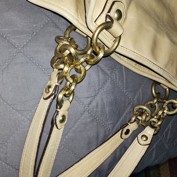 COACH GUC POPPY LEATHER NORTH/SOUTH PUSHLOCK LARGE TOTE BAG - Picture 16 of 16